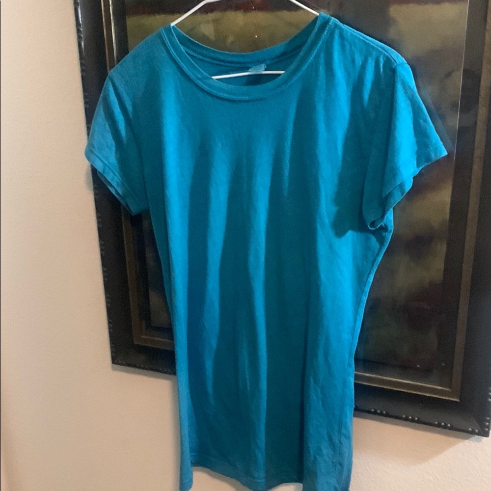 Blue Short Sleeve T-Shirt with Crew Neck